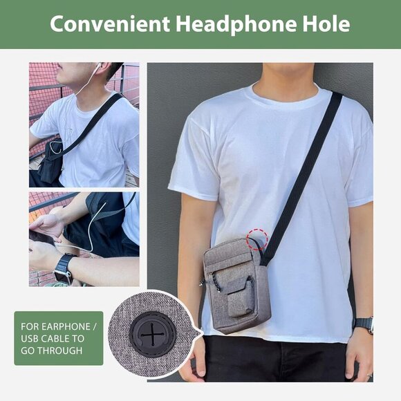 Mini Crossbody Bag for Men Shoulder Bag Organize Wallet Phones and Water Bottle - Picture 3 of 6